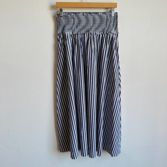 HILL HOUSE The Delphine Nap Skirt in Navy Stripe - Picture 2 of 7